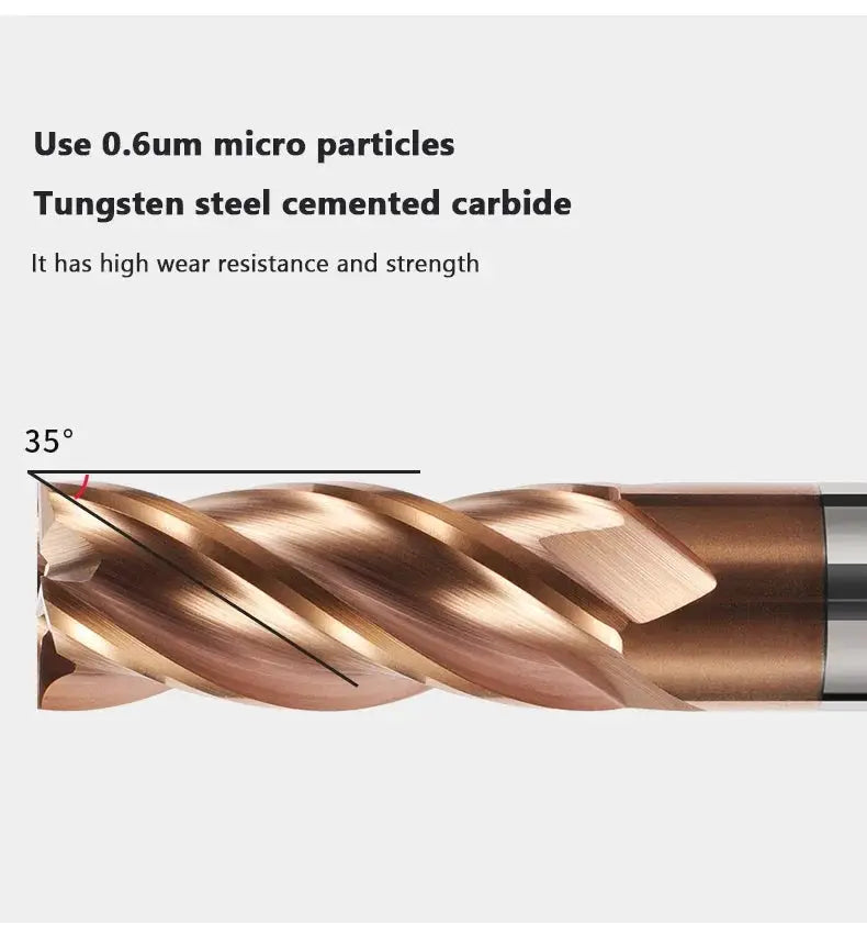 HRC55 4 Flute Carbide End Mill Tungsten Cobalt Cutter NACO4 Nano Coating Hardened Steel Cast Iron CNC Milling 9 To 20 Mm