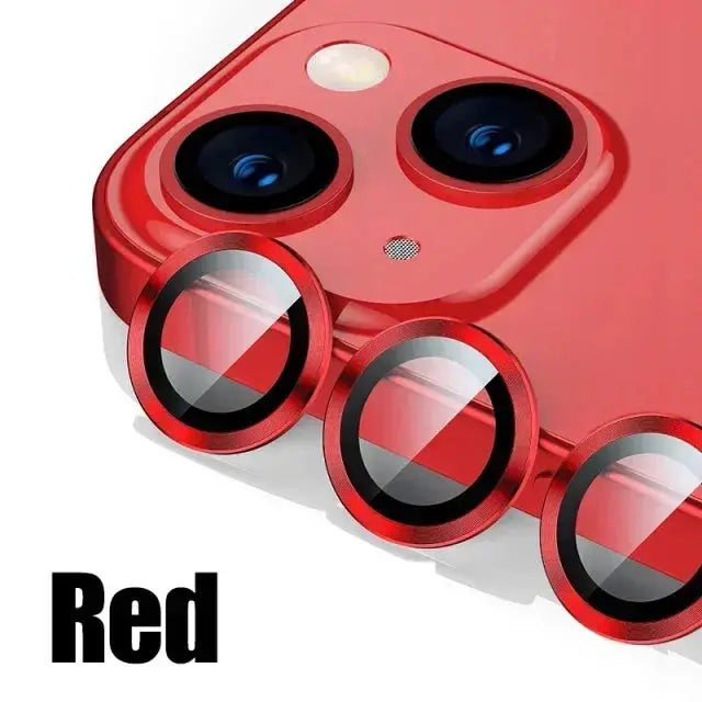 3Pcs metal camera lens protectors with red rings for iPhone back cameras