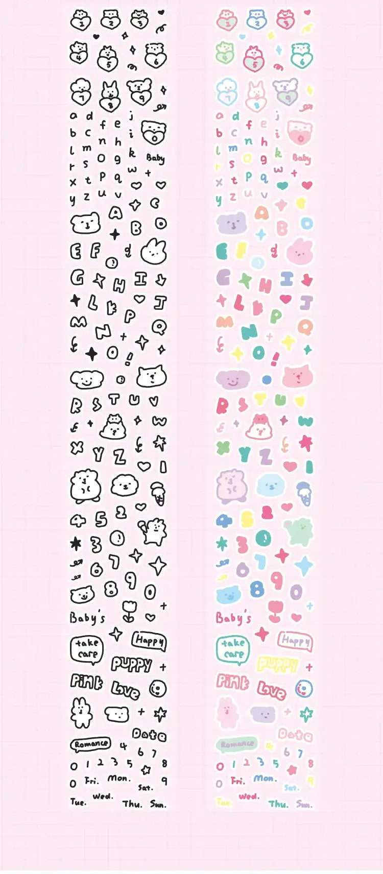 Mr.paper 200cm hand-drawn small pattern tape, two colorway strips for cute decorative planner stickers by Simples Market