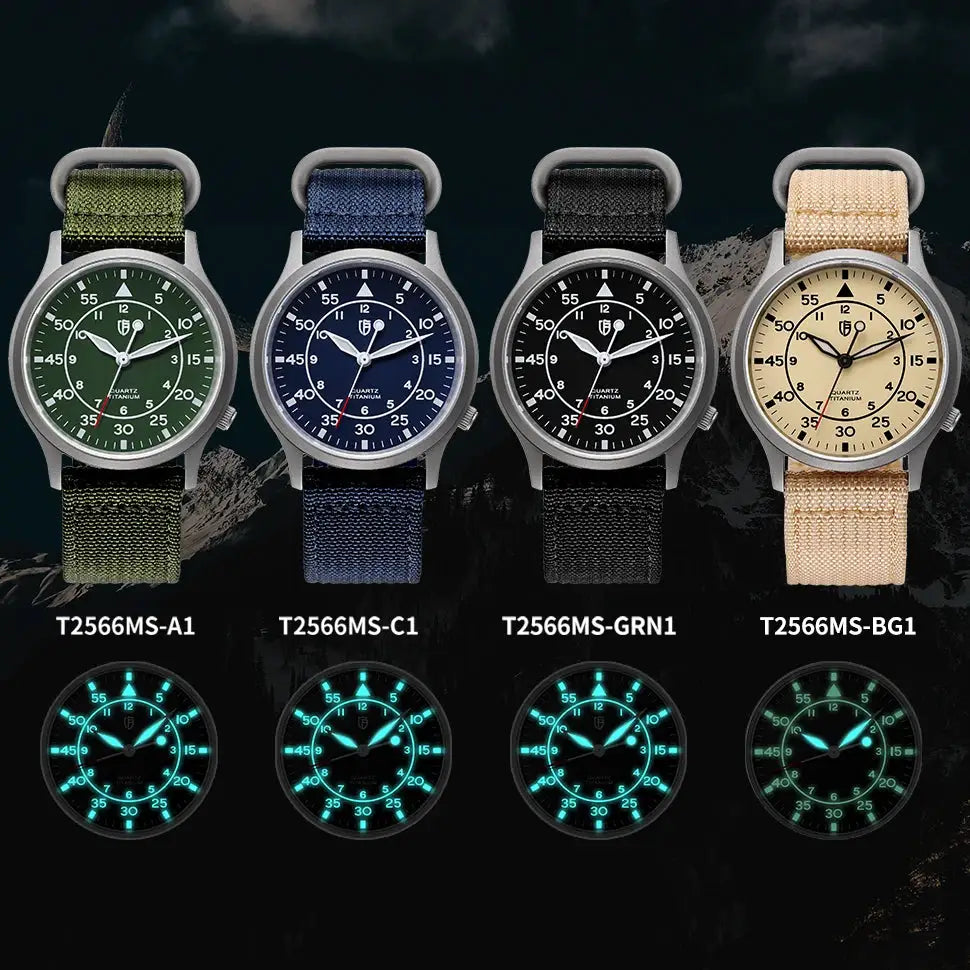 BERNY Titanium Watch for Men by Simples Market; four color variants with luminous dials