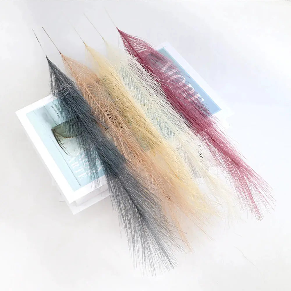 Simples Market five pampas grass stems, 42cm, fluffy artificial plumes in mixed colors for wedding and home decor