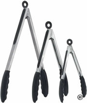 Stainless Steel Tongs With Silicone Tips And Locking Mechanism In 7 9 And 12 Inch Sizes For Precision All Purpose BBQ