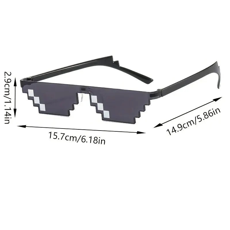 Mosaic Pixelated Sunglasses Two Pack Vintage Mosaic Pattern With Mirror UV400 Lenses For Men And Women