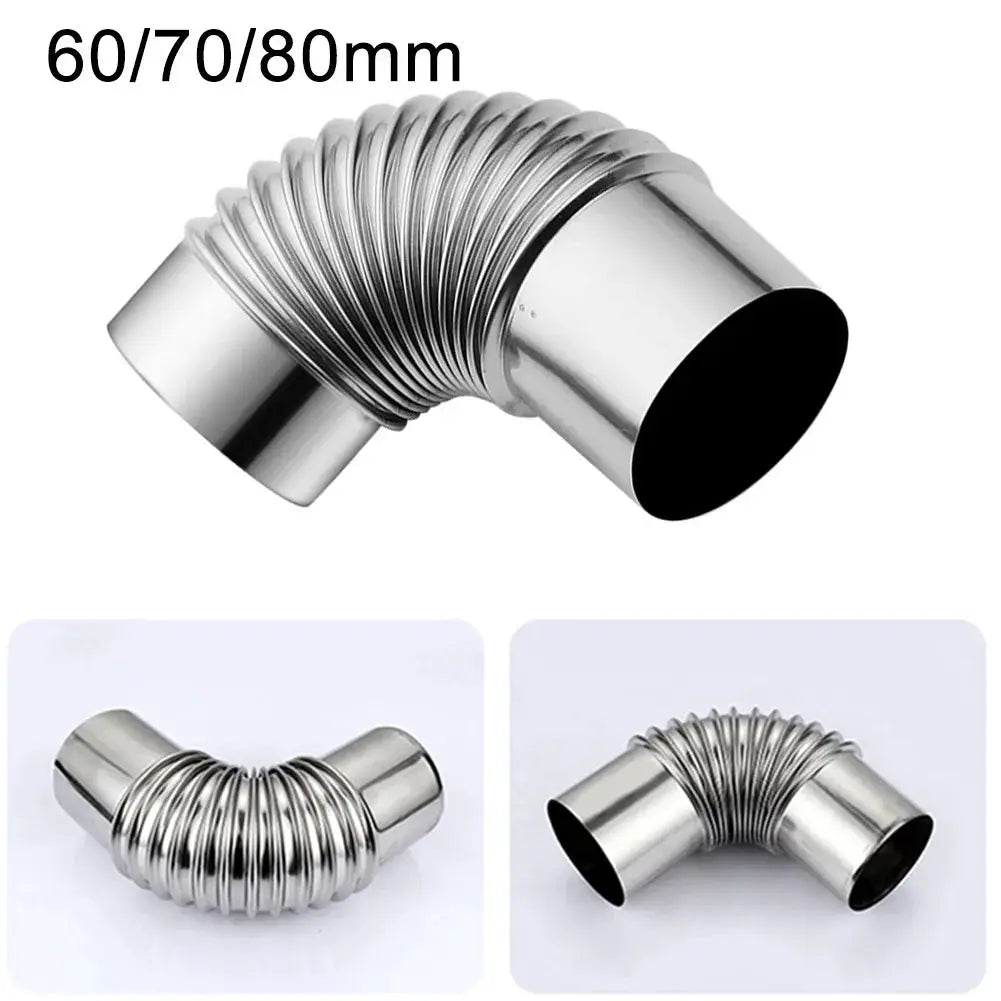 Leenkea 60 To 80mm Stainless Steel 90 Degree Elbow Chimney Liner Bend For Outdoor Camping Wood Stoves