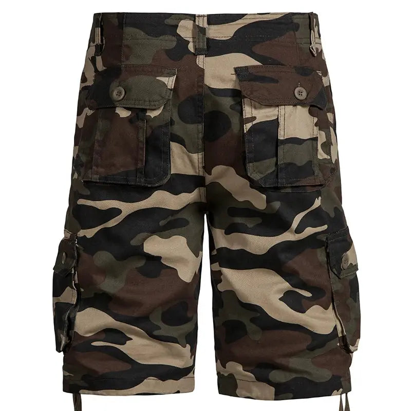 Simples Market men's camo cargo shorts, cotton fabric with side cargo pockets