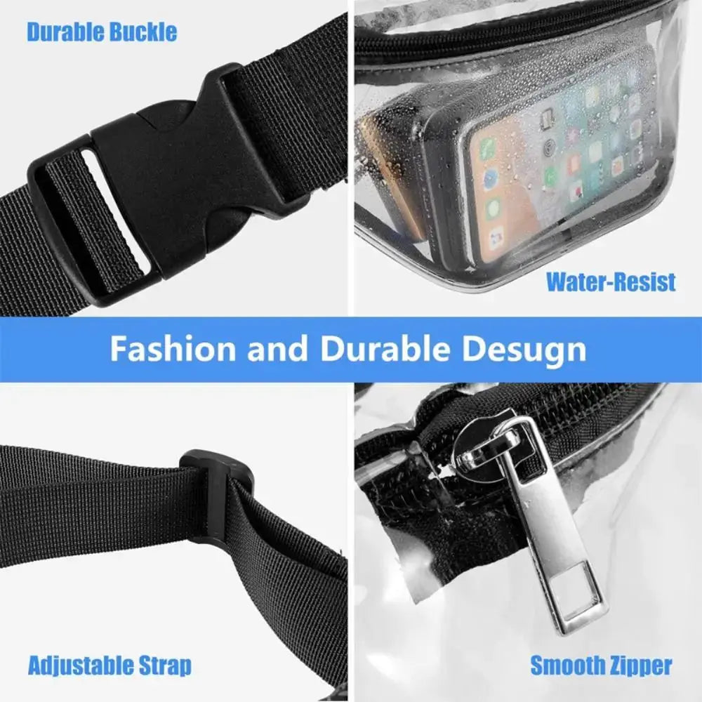Simples Market transparent PVC waterproof waist pack with adjustable strap and clear phone pouch
