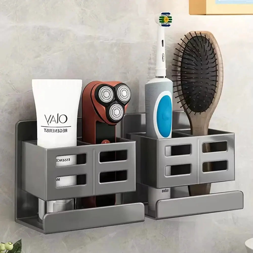 AquaGuard Hole Free Multifunctional Washbasin Storage Rack Wall Mounted Bathroom Organizer for Tubes Toothbrushes Razors