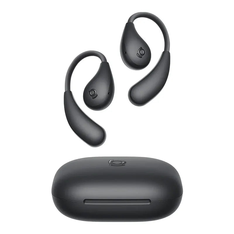 Baseus BF1 Lite open-ear sport wireless earbuds with black charging case
