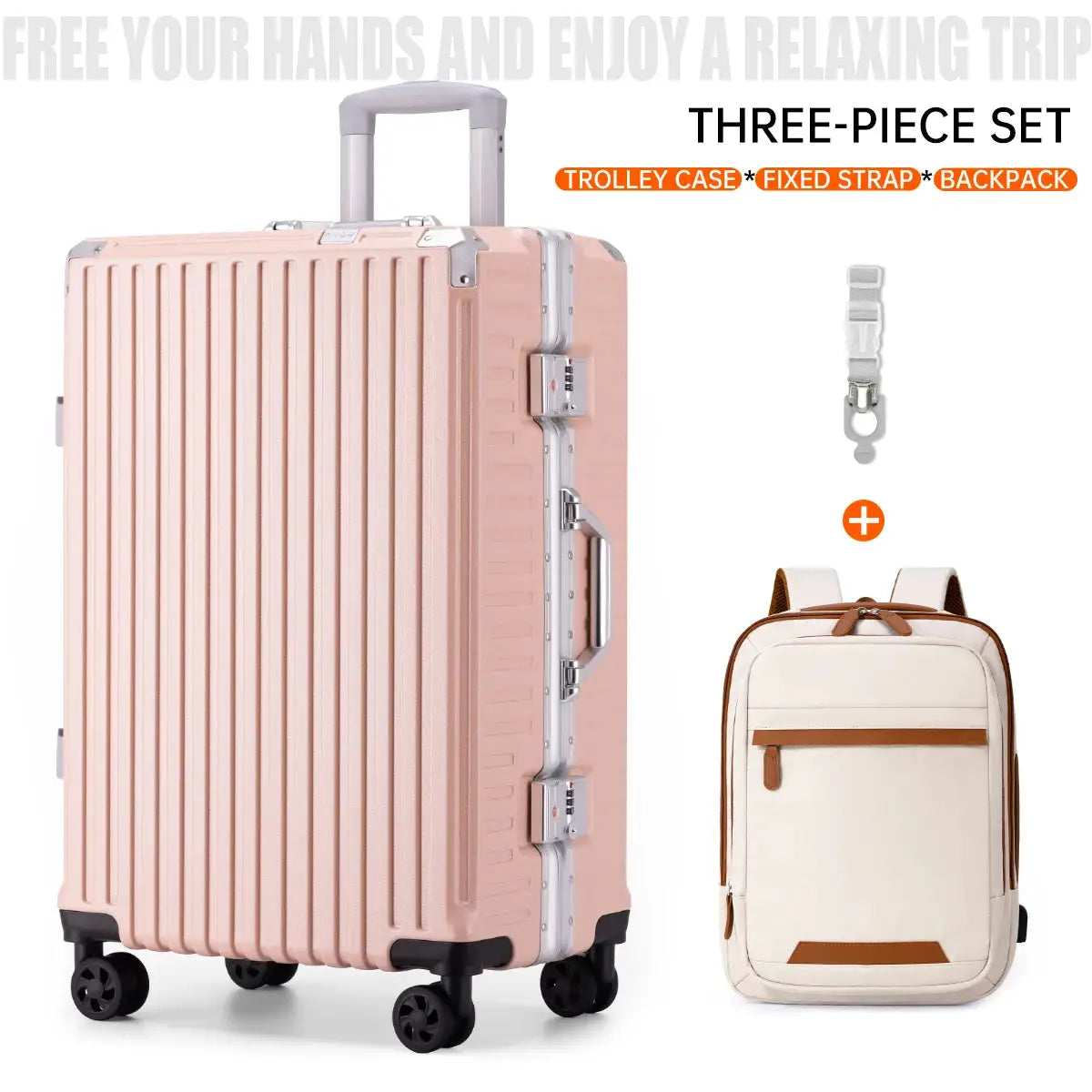 Trolley Luggage Aluminum Frame Rolling Suitcase Durable Carry On With USB Charging And 360 Degree Spinner Wheels