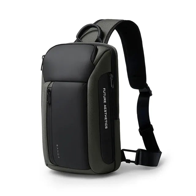 Bange New Oxford waterproof chest bag for men; olive and black crossbody bag with large capacity.