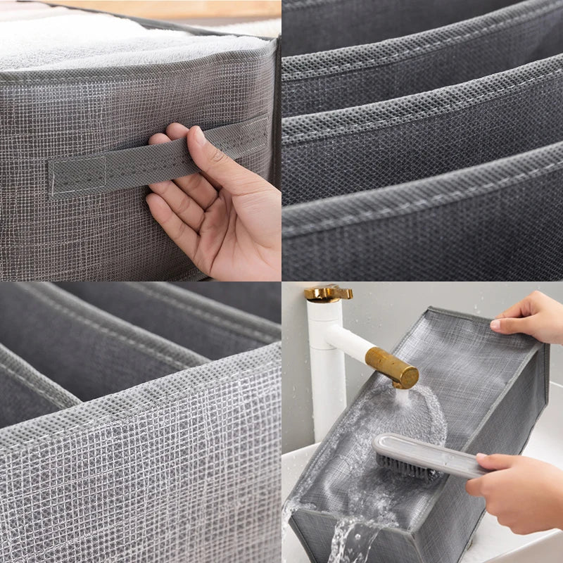 Jeans pants storage box by Simples Market grey fabric wardrobe organizer with multiple compartments and carry handles