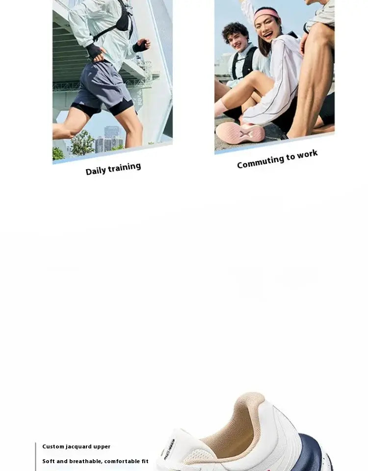 Xtep Qingyun Lite men's running shoes, white upper with beige lining and navy outsole