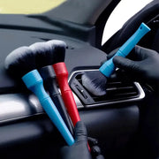 Car detailing brush set with ultra-soft synthetic bristles; four colored handles in blue, black, red, and light blue