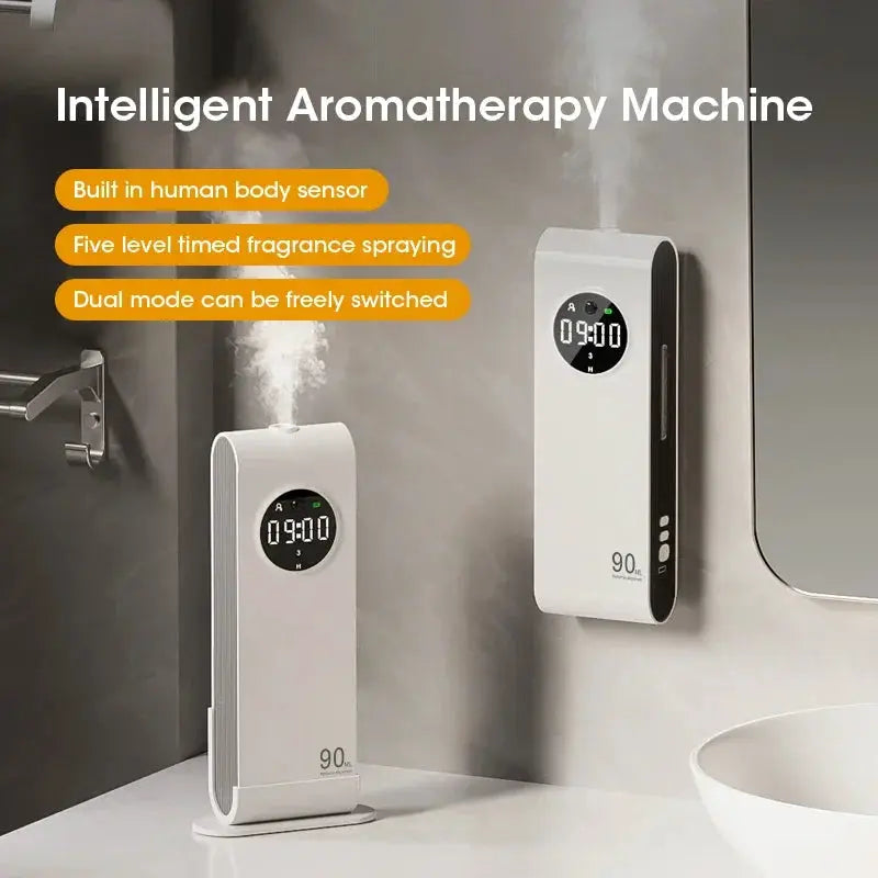 Automatic Sensor Aromatherapy Machine Wall Mounted Diffuser USB Rechargeable Deodorizer Clock Function Home Fragrance