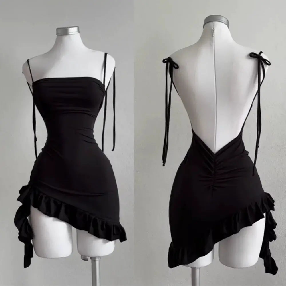 GlamPulse Sleeveless Backless Mini Dress Lace Up Bodycon For Party Club Summer Wear
