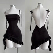 GlamPulse Sleeveless Backless Mini Dress Lace Up Bodycon For Party Club Summer Wear