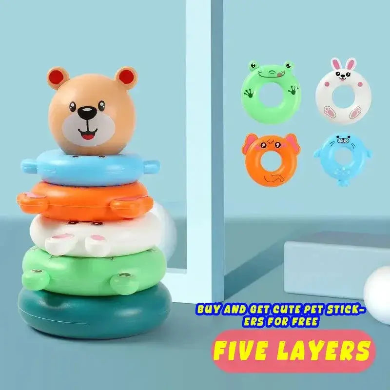 Baby Toys 0 To 12 Months Puzzle Pyramid Tower Cup Stacking Educational Toy Montessori Water Play Beach Pool Bathtub Gift