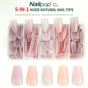 Nailpop 3 In 1 Nude Natural Soft Nail Tips Set 140 Pieces Press On Nails Gel Extensions Ultra Fit Easy Manicure