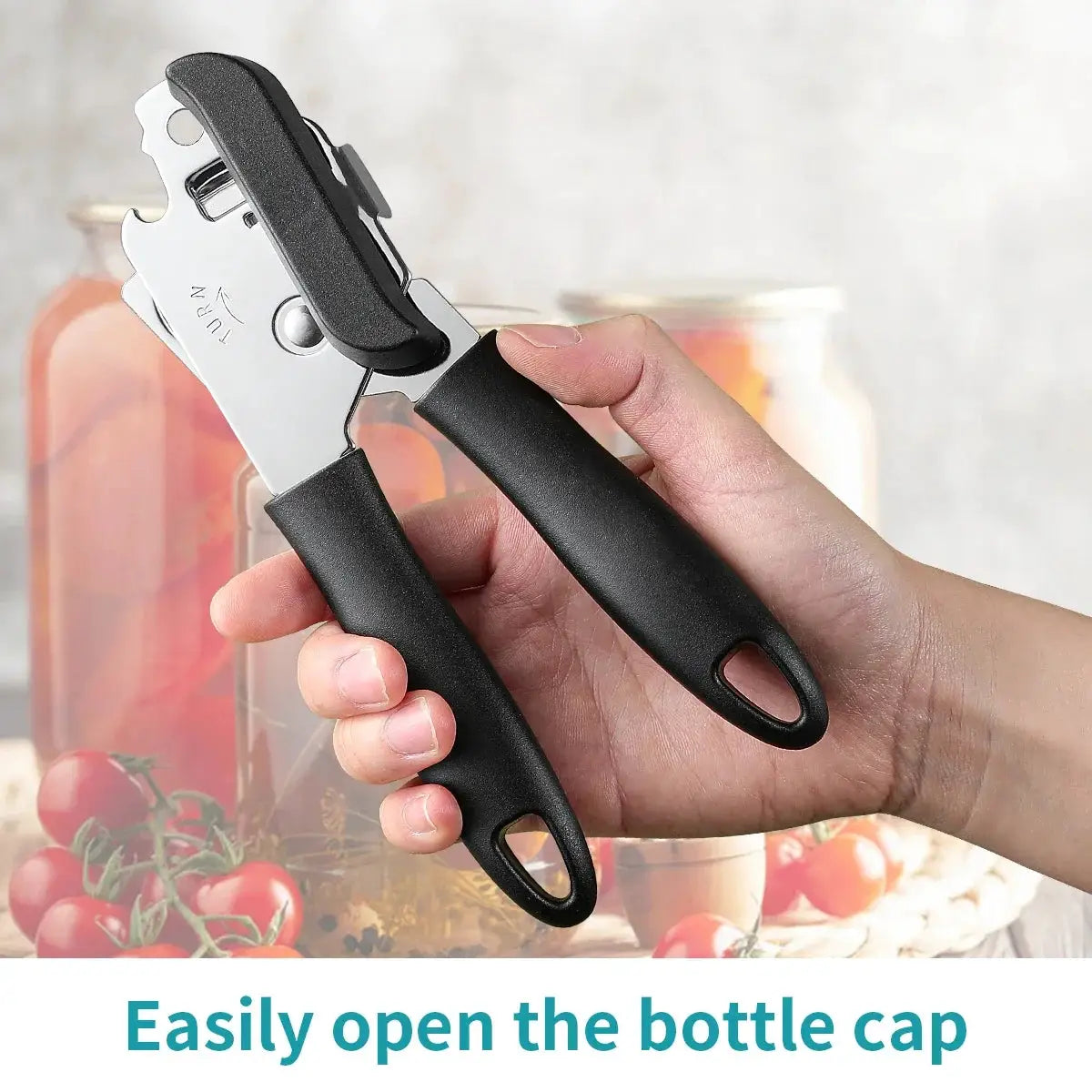 Manual Can Opener Stainless Steel Built In Bottle Opener Ergonomic Design For Cans Jars Kitchen Tools Accessories