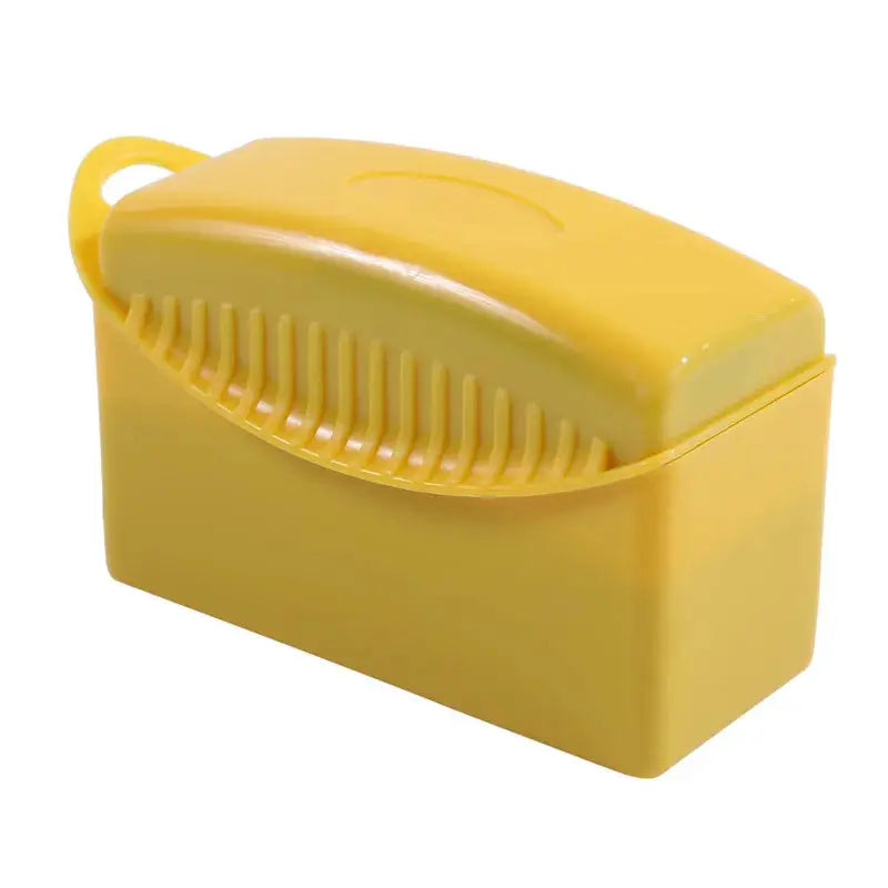 Car wheel cleaning sponge brush in yellow ABS plastic with built-in comb, Simples Market