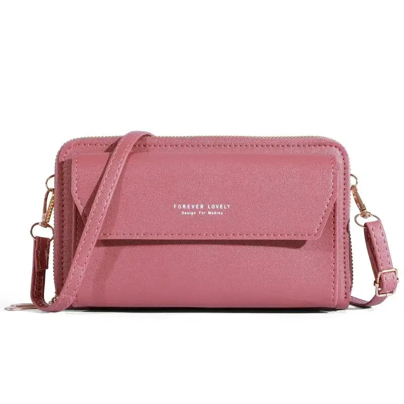 NovaLux Womens PU Material Crossbody Bag With Double Layer Design On One Shoulder For Mobile Phone And Essentials