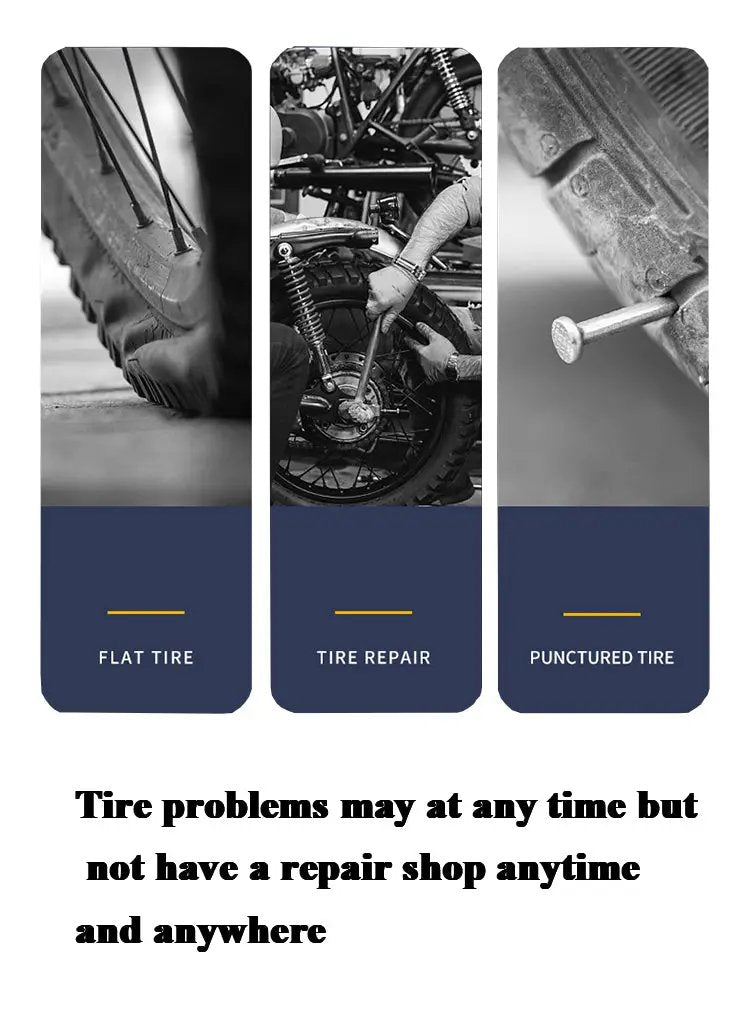 Car tire repair nail kit for tubeless tires by Simples Market; panels show flat, repair, punctured tires.
