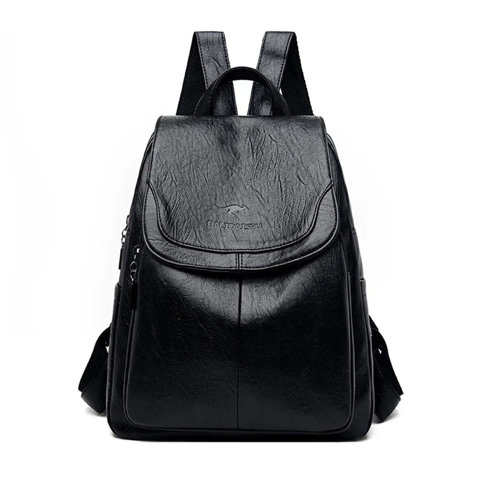 Genuine leather black backpack for women by Simples Market