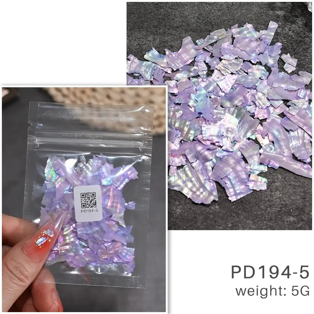 Aurora Abalone Shell Flakes Nail Charms 3D Irregular Slice Sequins Iridescent Natural Shell Shimmers For Nail Art