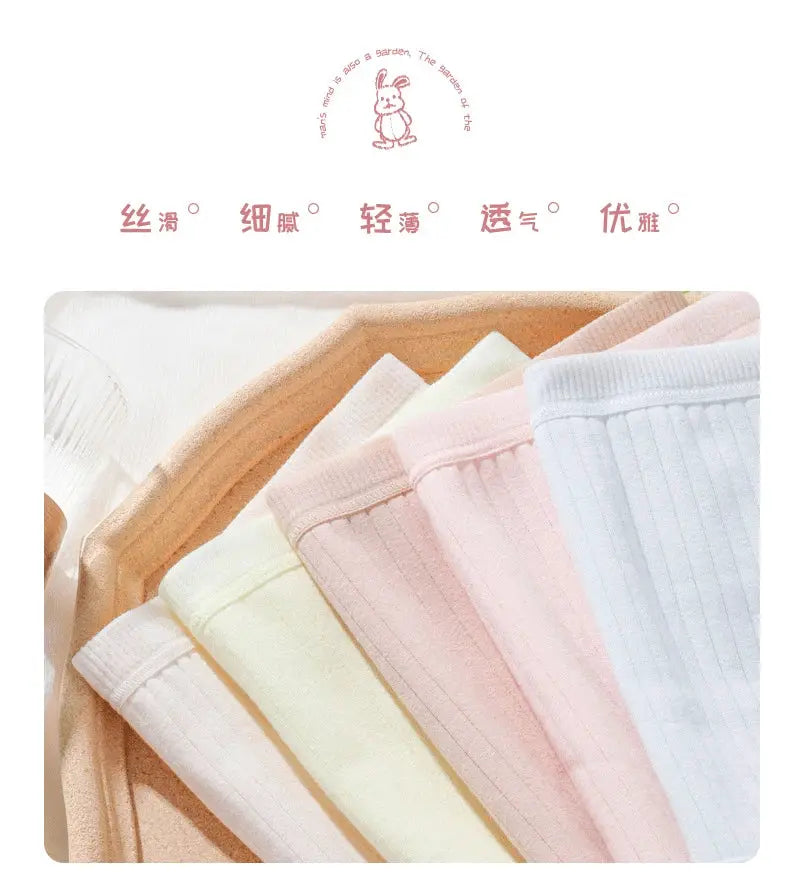 Women's cotton panties by Simples Market, set of 6 pastel solid-color briefs.