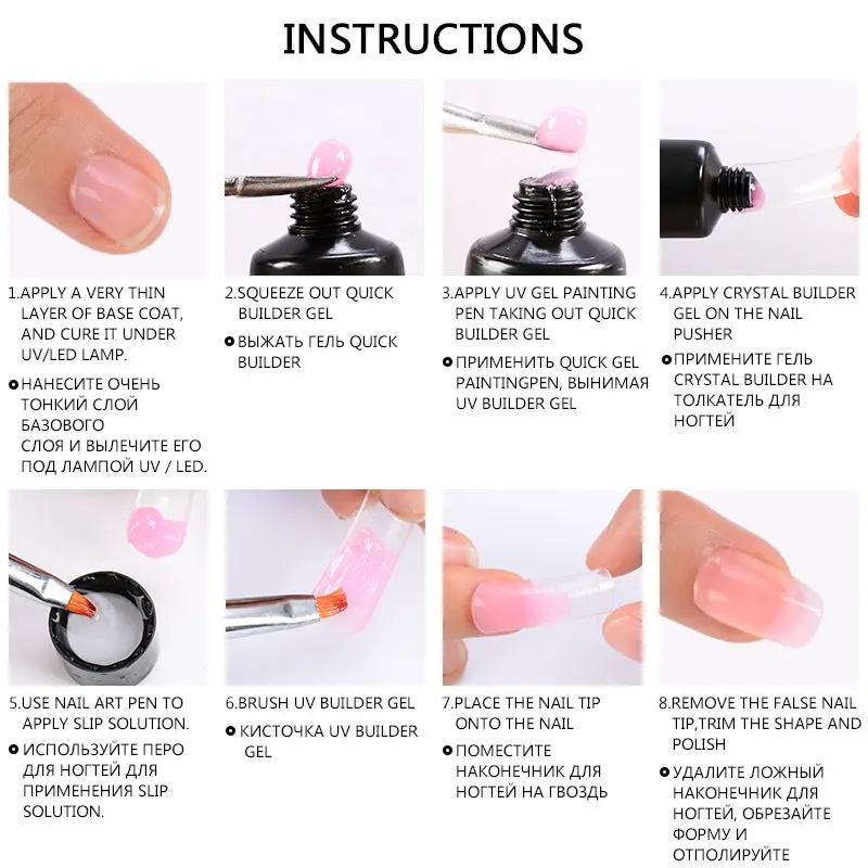 MEET ACROSS extension nail gel polish set by Simples Market, pink UV builder gel and crystal building kit for nails.