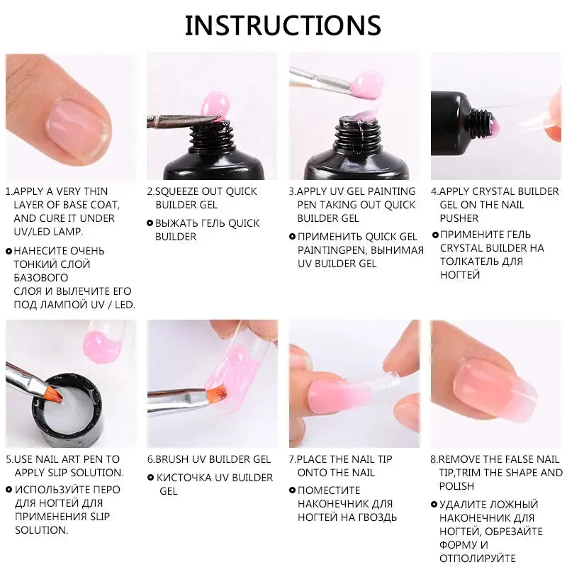 MEET ACROSS extension nail gel polish kit by Simples Market with crystal builder gel for polygel nails