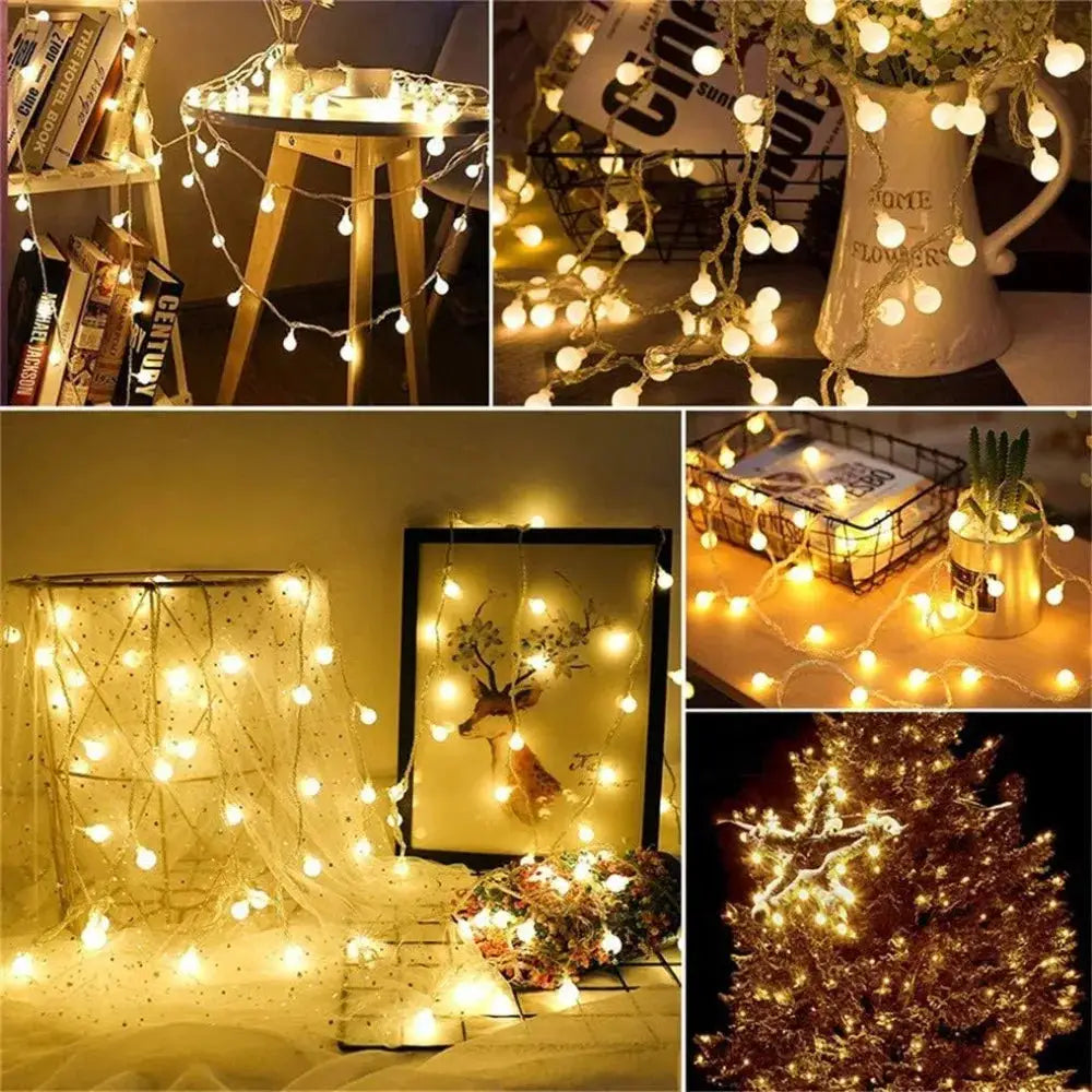 Garland Lights Outdoor 10M USB Battery Powered Ball LED String Lights For Weddings Gardens And Christmas Decoration