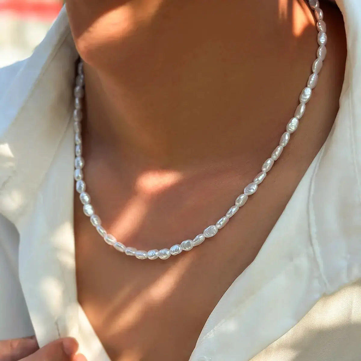 Boho Handmade Imitation Pearl Necklace And Bracelet Set For Men Unisex Vintage Clavicle Chain Steampunk Style