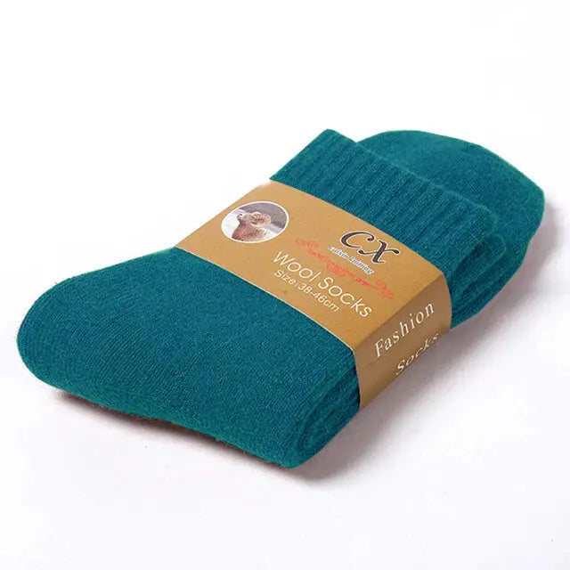 Unisex Merino Wool Winter Thermal Plush Snow Socks For Men And Women Solid Color