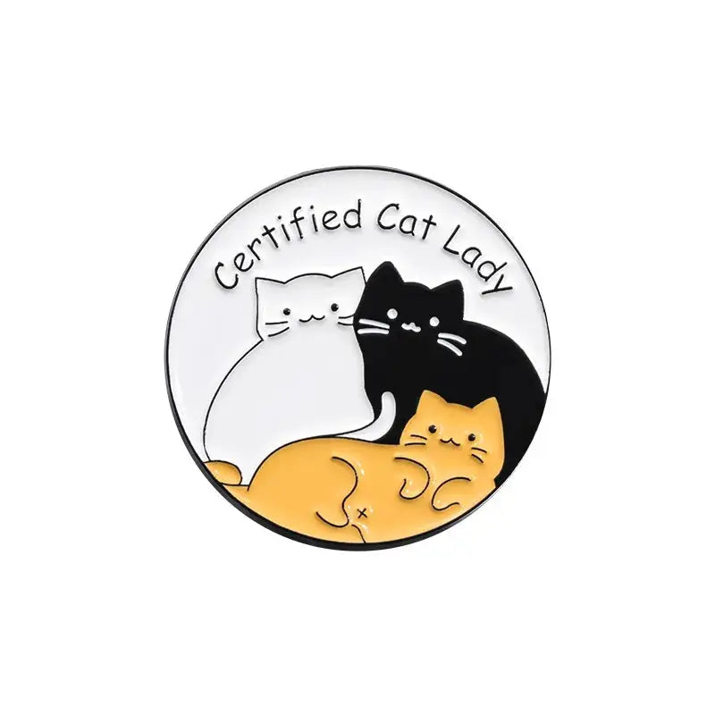 Certified Cat Lady Enamel Pin Cute Kitten Lapel Brooch Cartoon Jewelry Gift For Cat Lovers Friends Kids