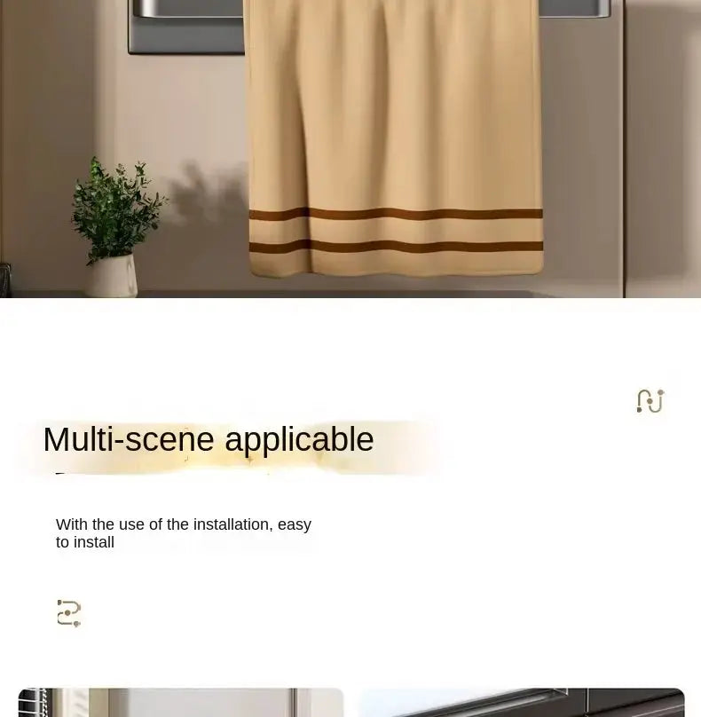 Simples Market wall-mounted magnetic paper towel holder with beige towel featuring brown stripes