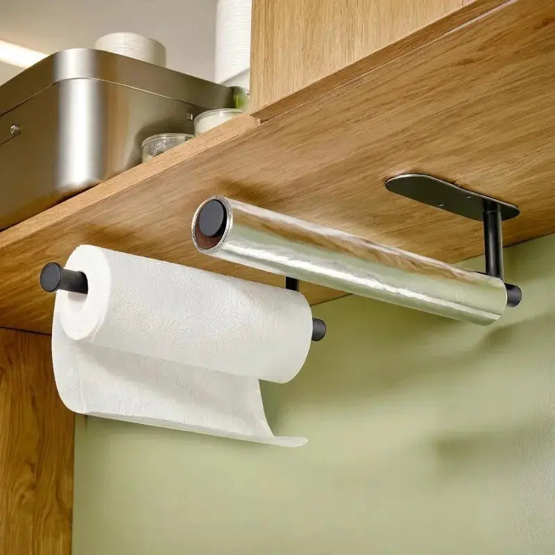 Kitchen Paper Towel Holder Adhesive Wall Mount Toilet Roll Dispenser Napkin Rack Cabinet Storage Bathroom Accessories