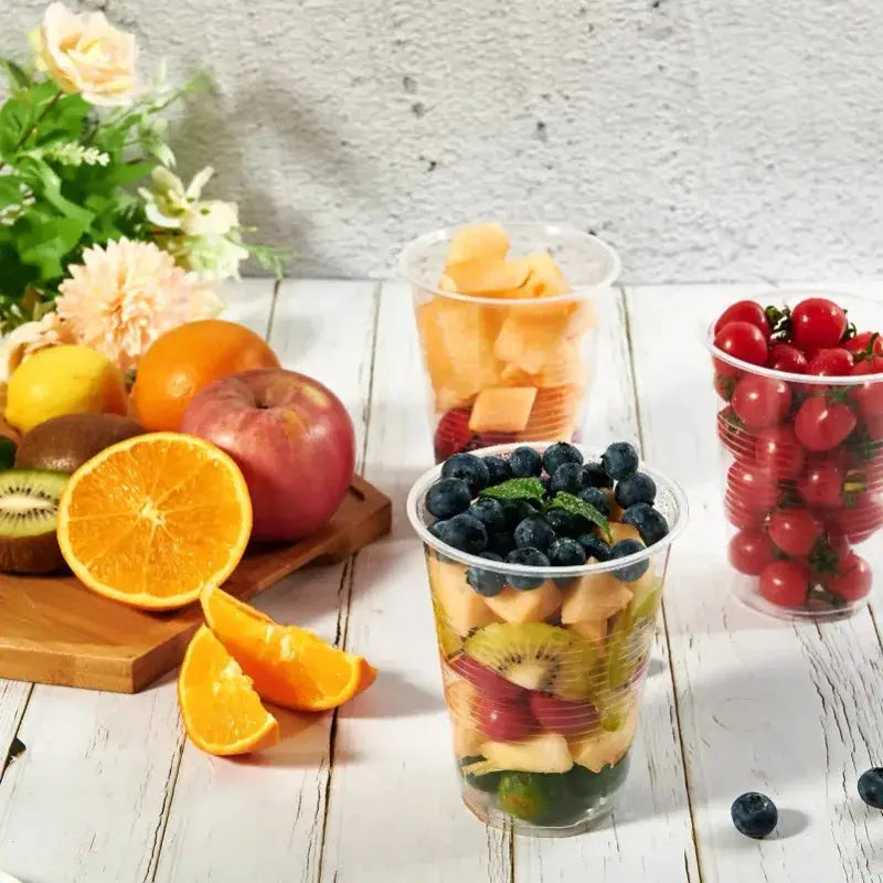 BrightCup Disposable Clear Plastic Cups 50 or 100 Pack Hygienic Outdoor Party Drinking Cups for Picnics and Events