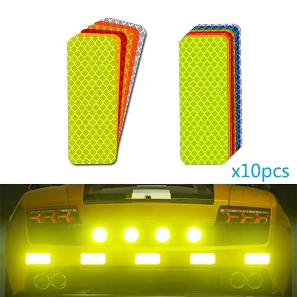 10 Pcs 3X8Cm Car Bumper Reflective Stickers For Safety Warning Strips For Low Light Visibility