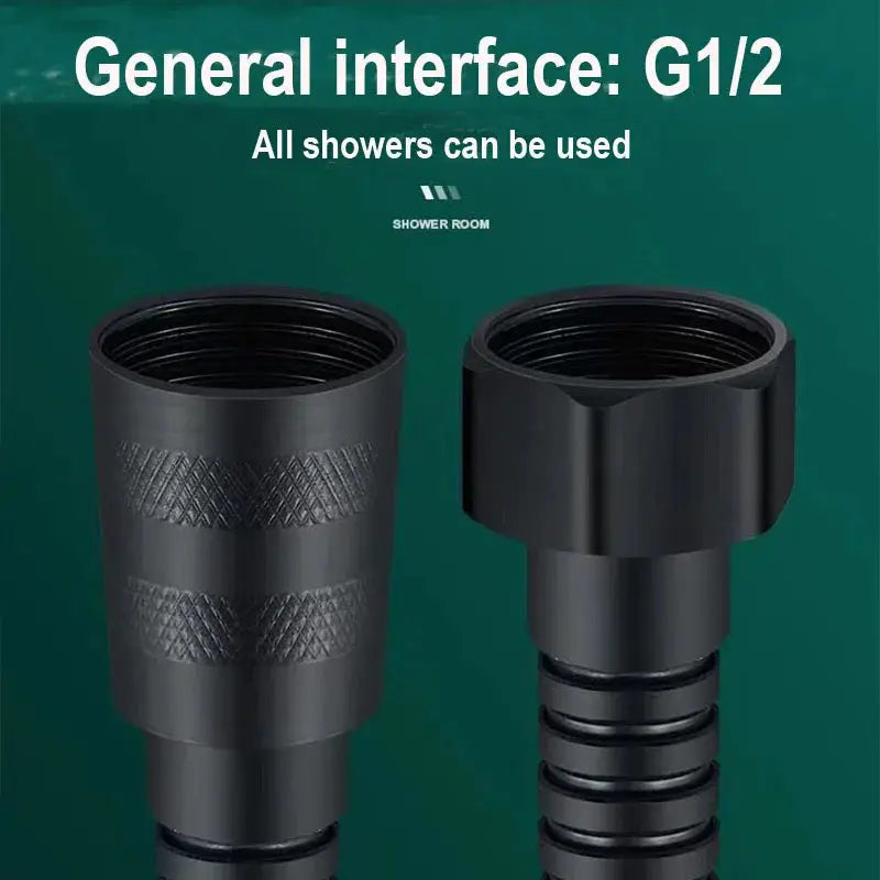 Shower hose set, stainless steel with black/silver finish, 2-piece by Simples Market