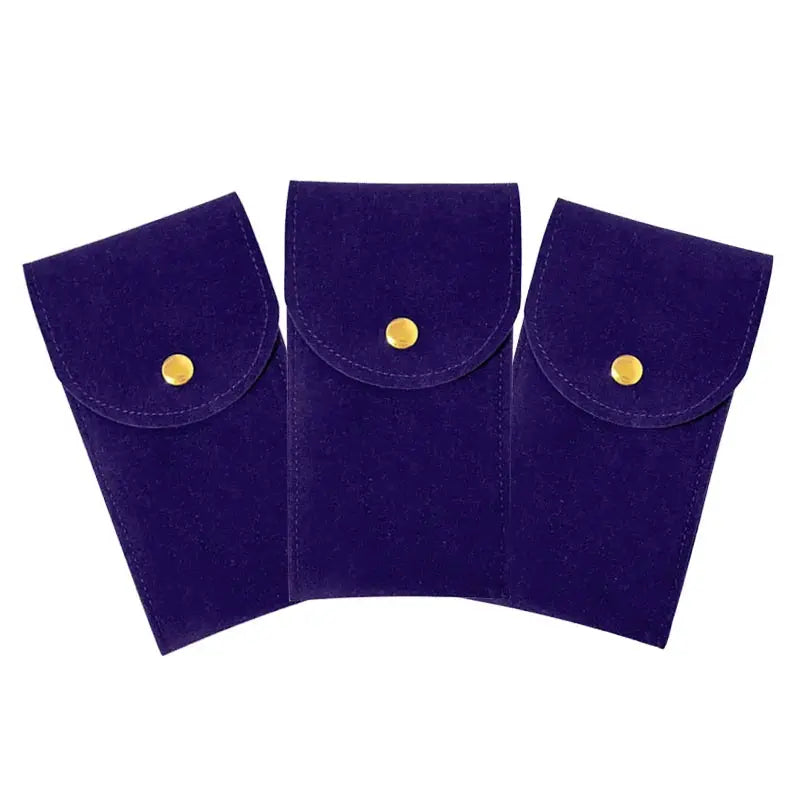 Simples Market Embers watch bag set of 3 in blue flannelette with gold snap buttons