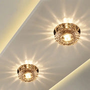 Aisle Flush LED ceiling lamp with crystal glass, pair of flush-mounted fixtures casting warm light.