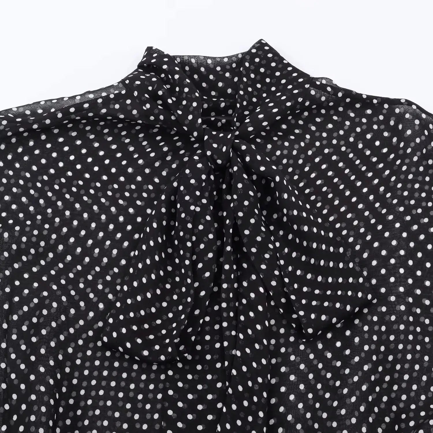Polka Dot Two Piece Outfits For Women Bow Tie Blouse And Midi Skirt