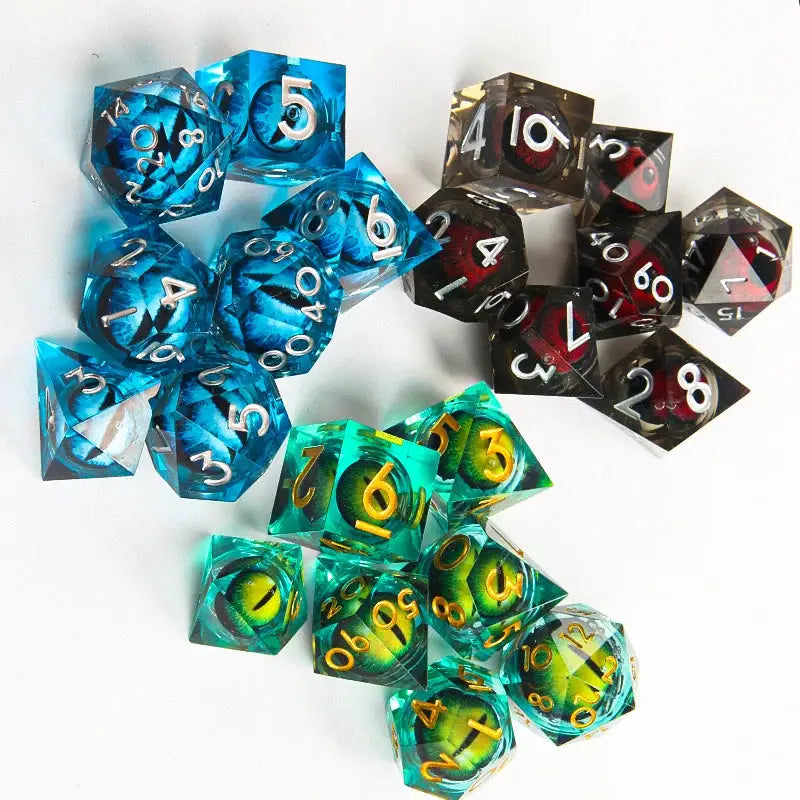 Liquid Core DND Dice Set With Sharp Edge Resin Dice For Dungeons And Dragons RPG D20 D12 D10 D8 D6 D4