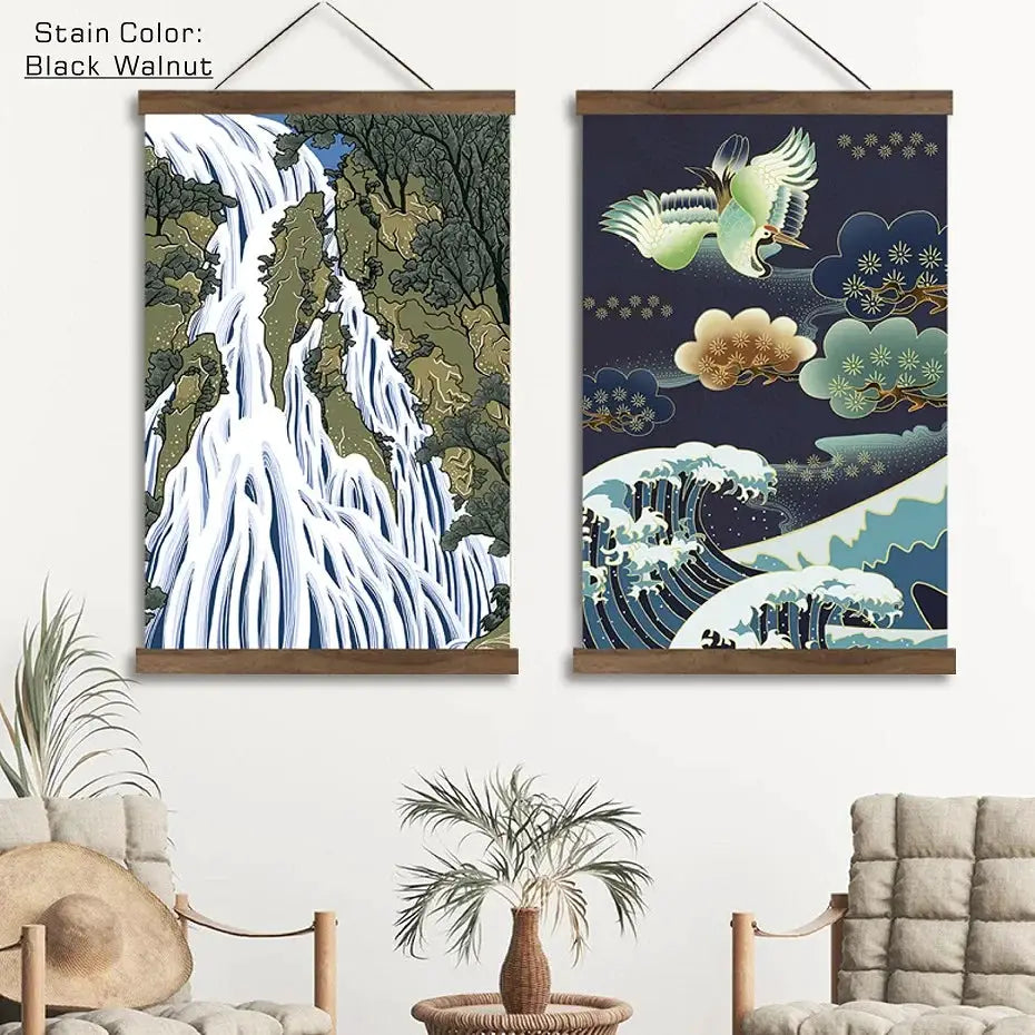 Simples Market 2-pack magnetic painting frames in black walnut-stained teak pine wood for canvases and posters