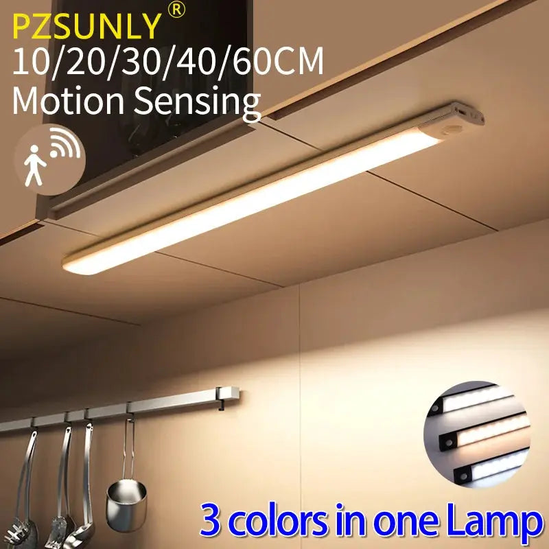 LumaLux USB Rechargeable Motion Sensor LED Cabinet Light With Three Color Temperatures Auto On Motion Activation