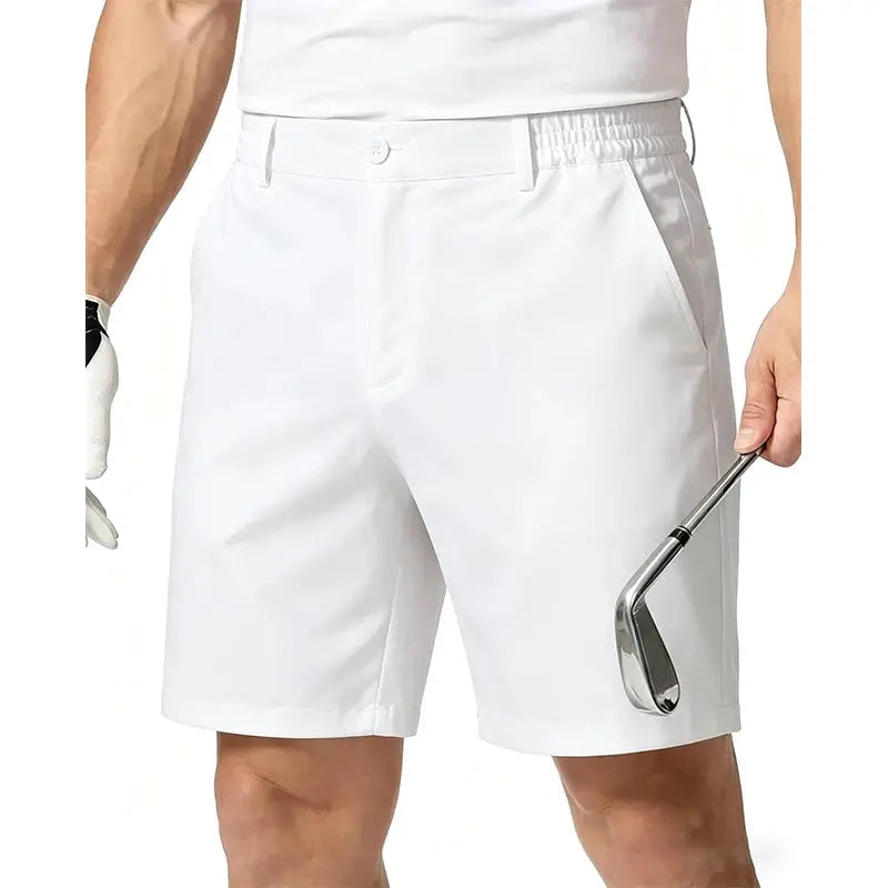 Men's white 100% cotton shorts by Simples Market, casual summer shorts for office or everyday wear.
