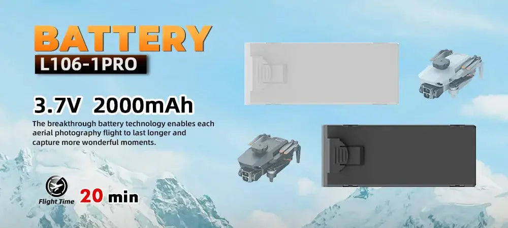 L106-1PRO drone battery, Simples Market, 3.7V 2000mAh, white and gray variants (2 shown)