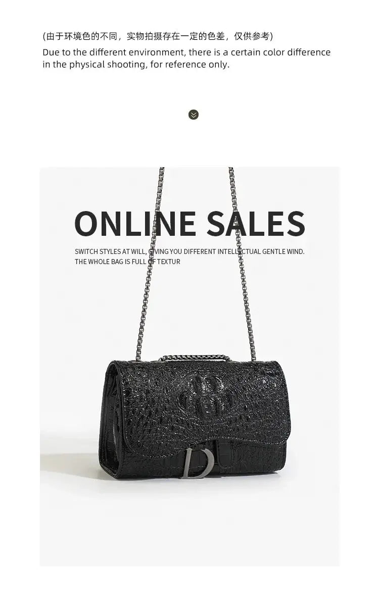 Women's luxury crossbody handbag by Simples Market in black sequined texture with silver chain strap