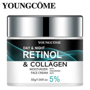 Youngcome Retinol And Collagen Face Cream For Day And Night Use Improves Skin Elasticity Radiance And Moisture